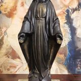Ancient statue of the Virgin Mary – patinated cast on a marble base