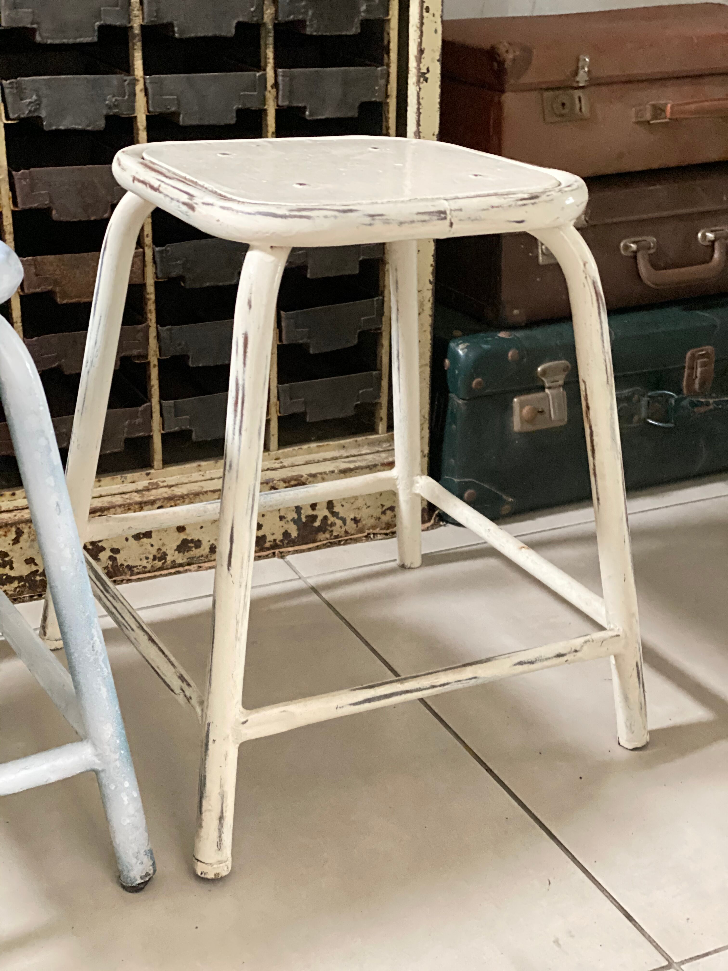 Pair of industrial workshop stools