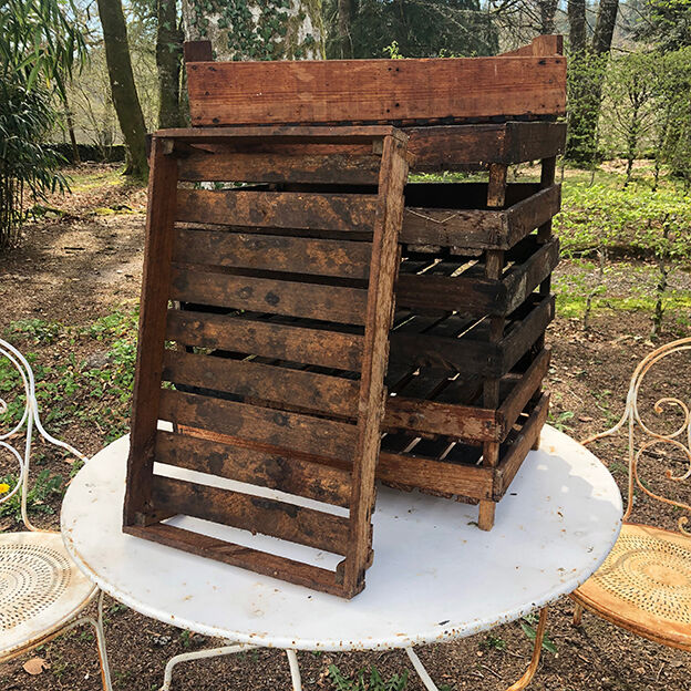Set of eight old wooden shelves