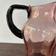 Pichet Art déco en verre rose et noir, années 20-30