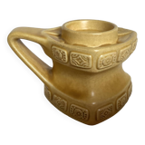 Candle holder geometric shape ocher ceramic