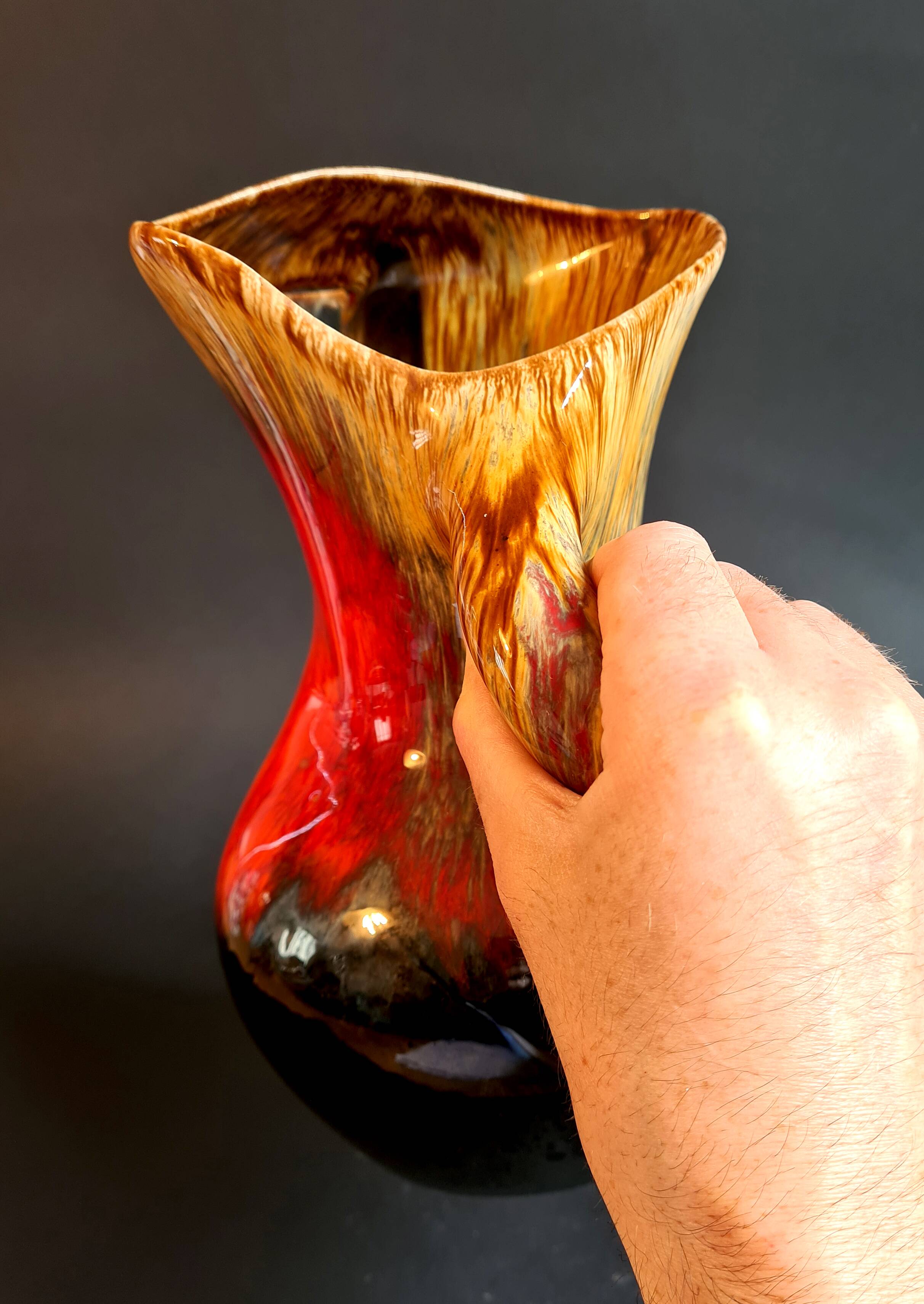 Pitcher in enamelled art ceramic from Vallauris, 1960s