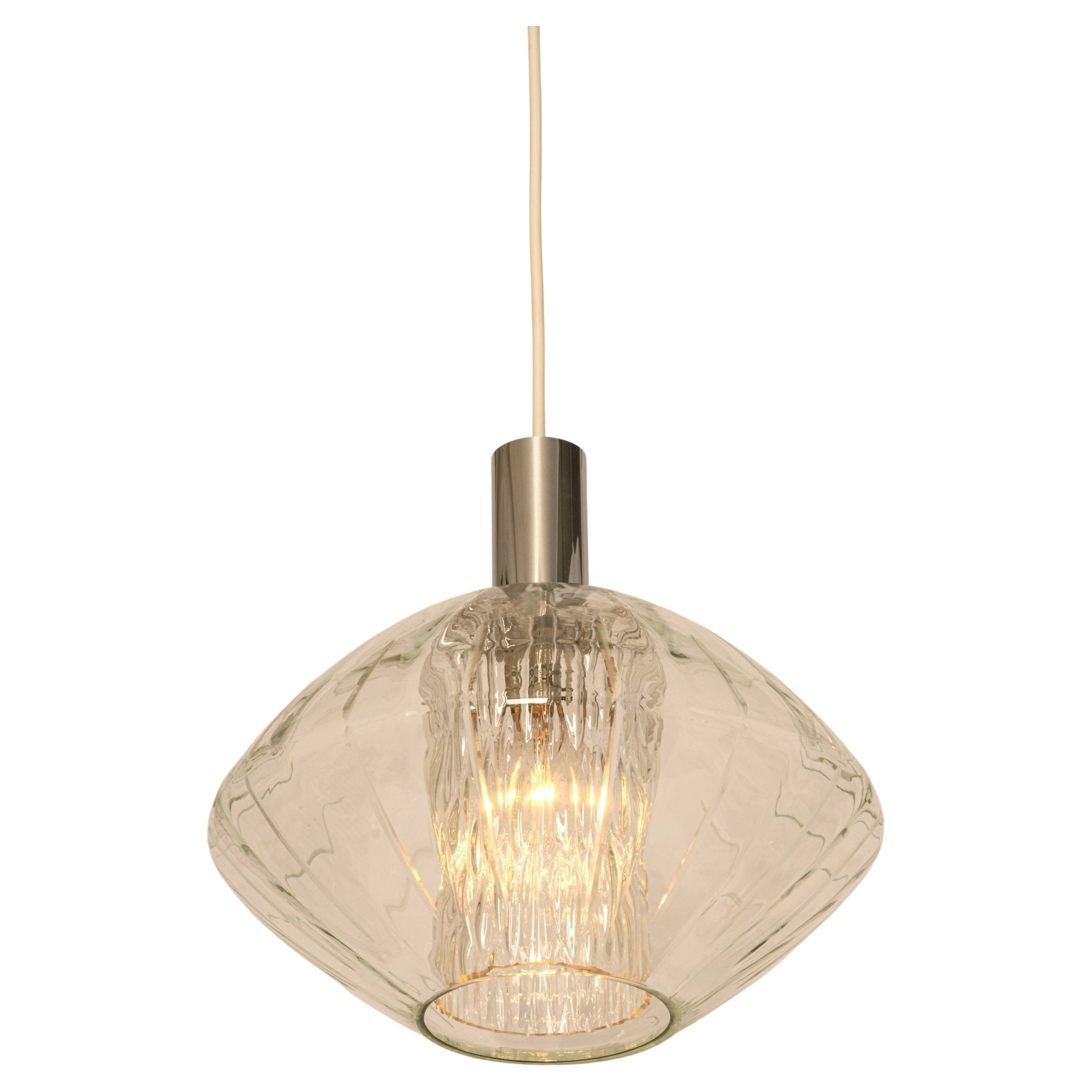 Large glass tulip-shaped pendant light by Cosack, Germany, 1970s.