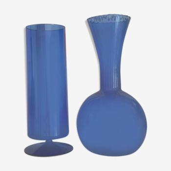 Duo of blue vases overseas