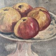 Nature morte aux pommes circa 1930, tableau à l'huile sur toile