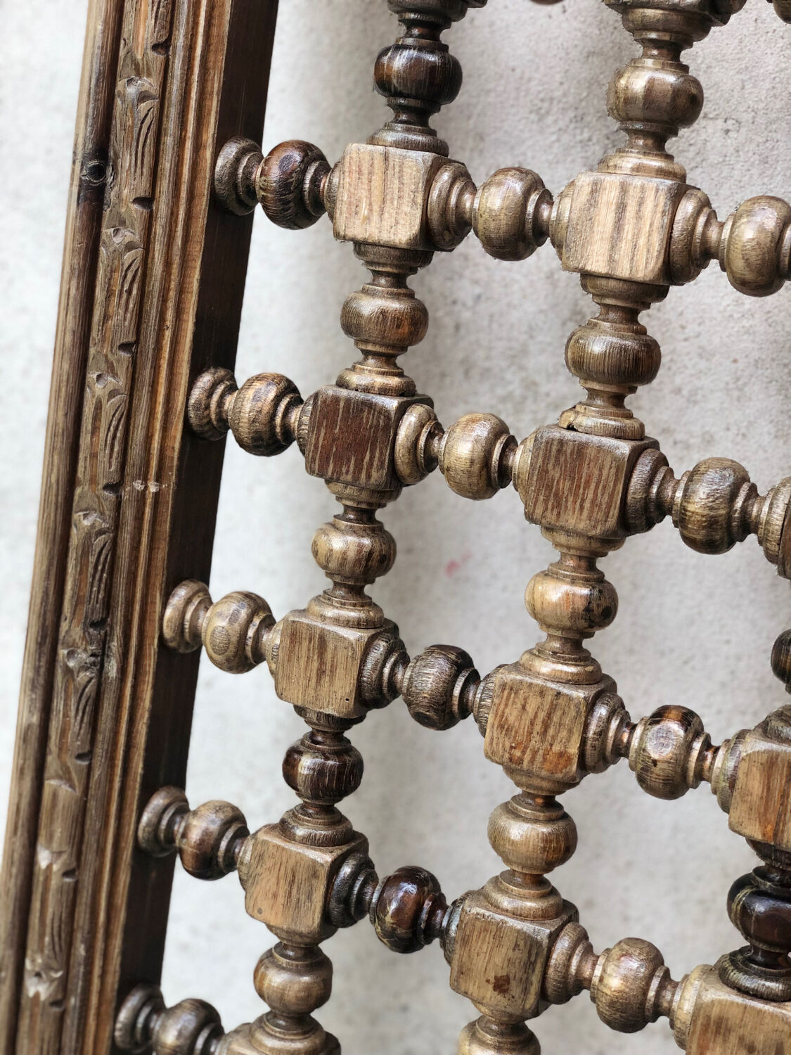 Carved wooden headboard