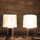 1970s Pair of Nightstands Glass Lamps by Kamenicky Senov, Czechoslovakia