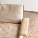 Fauteuil design 620 en cuir suédé beige par Dieter Rams, Vitsœ, Mid-Century