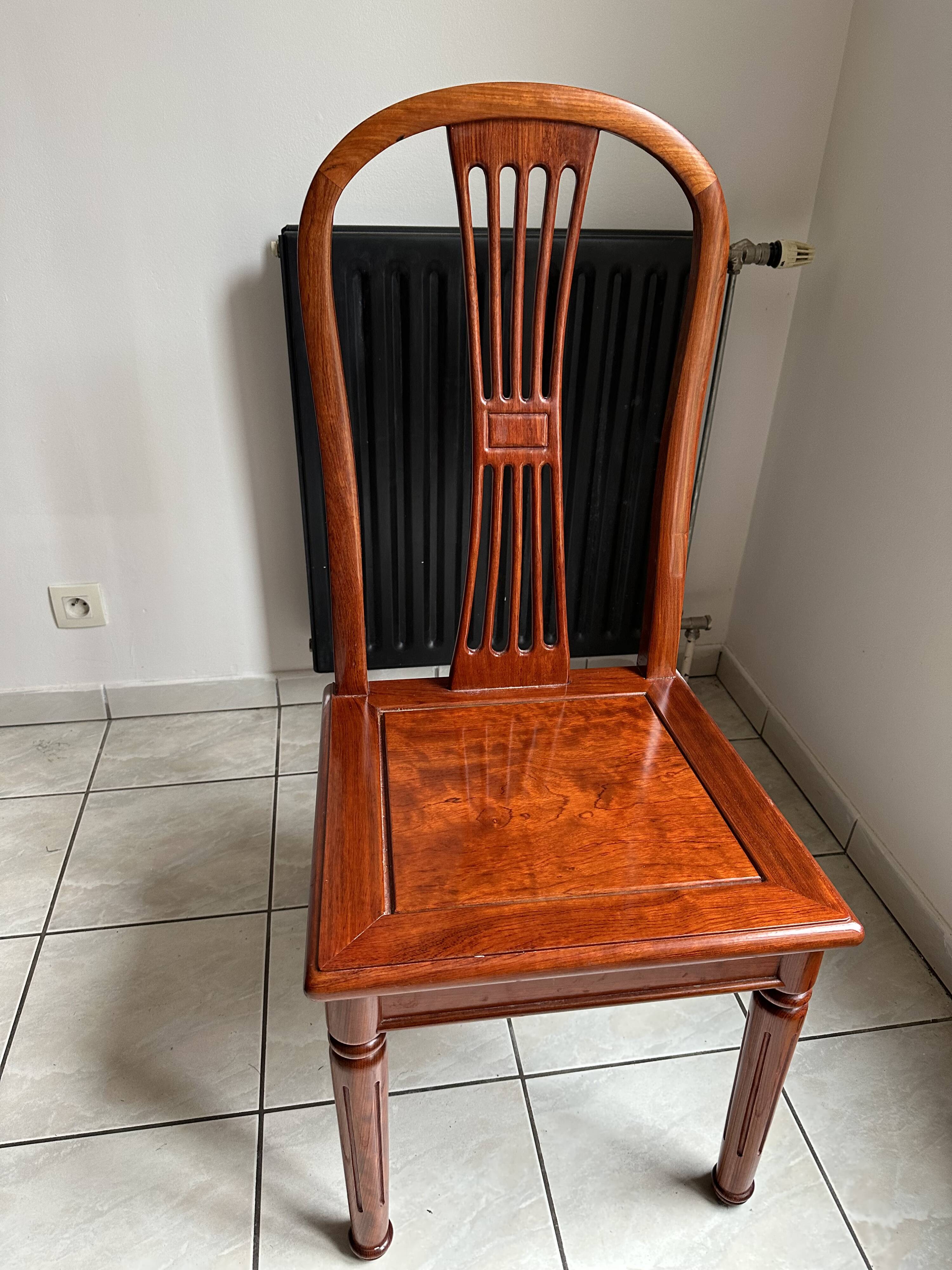 Extendable oval rosewood table + 8 chairs – Hong Chinese Furniture