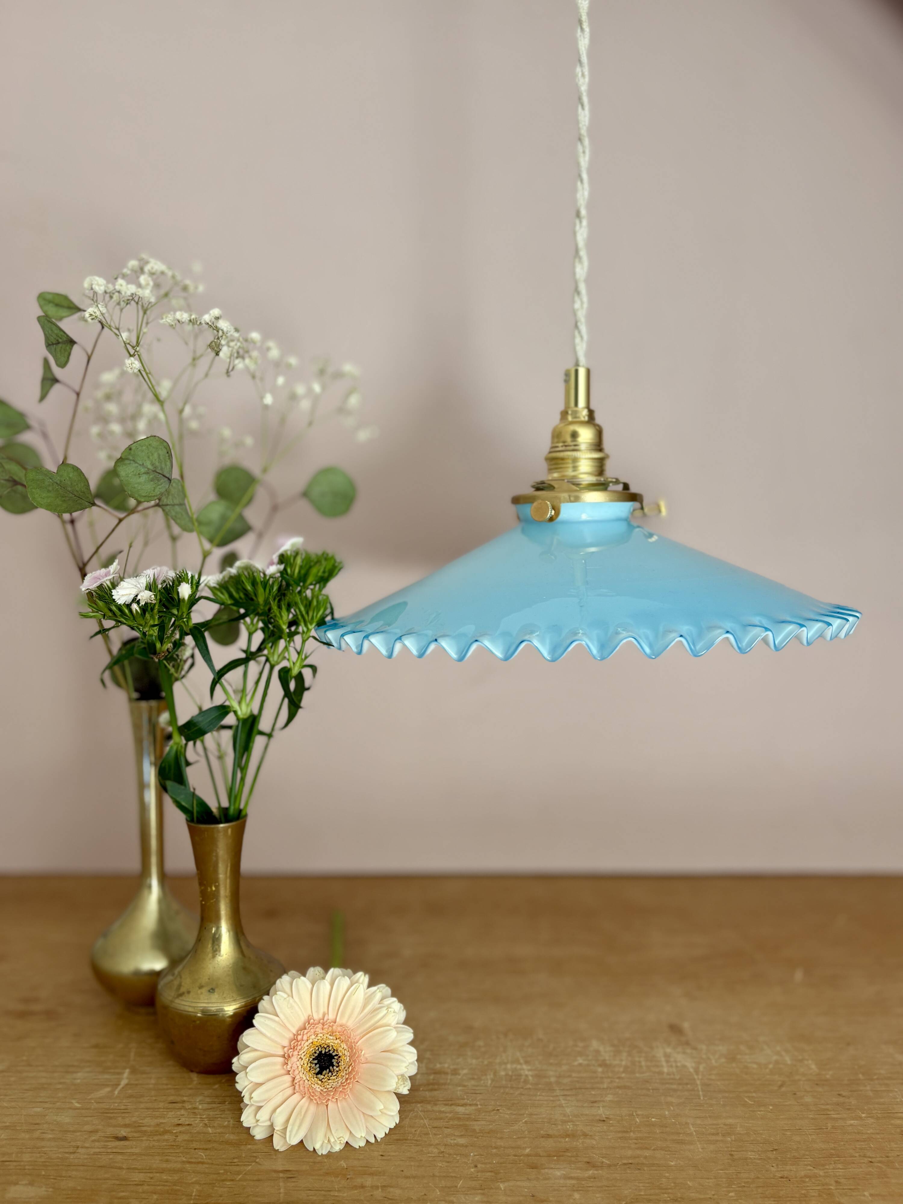 Vintage blue opaline pendant light