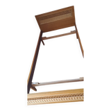 Vintage 1970s single rattan bed in blond wood