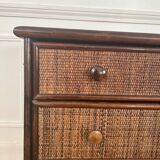 Vintage rattan chest of drawers