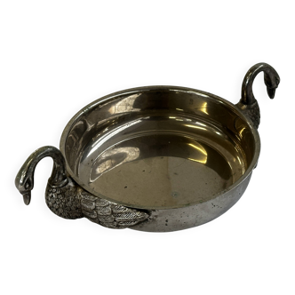 Art Deco silver-plated metal pocket emptier with swan decor