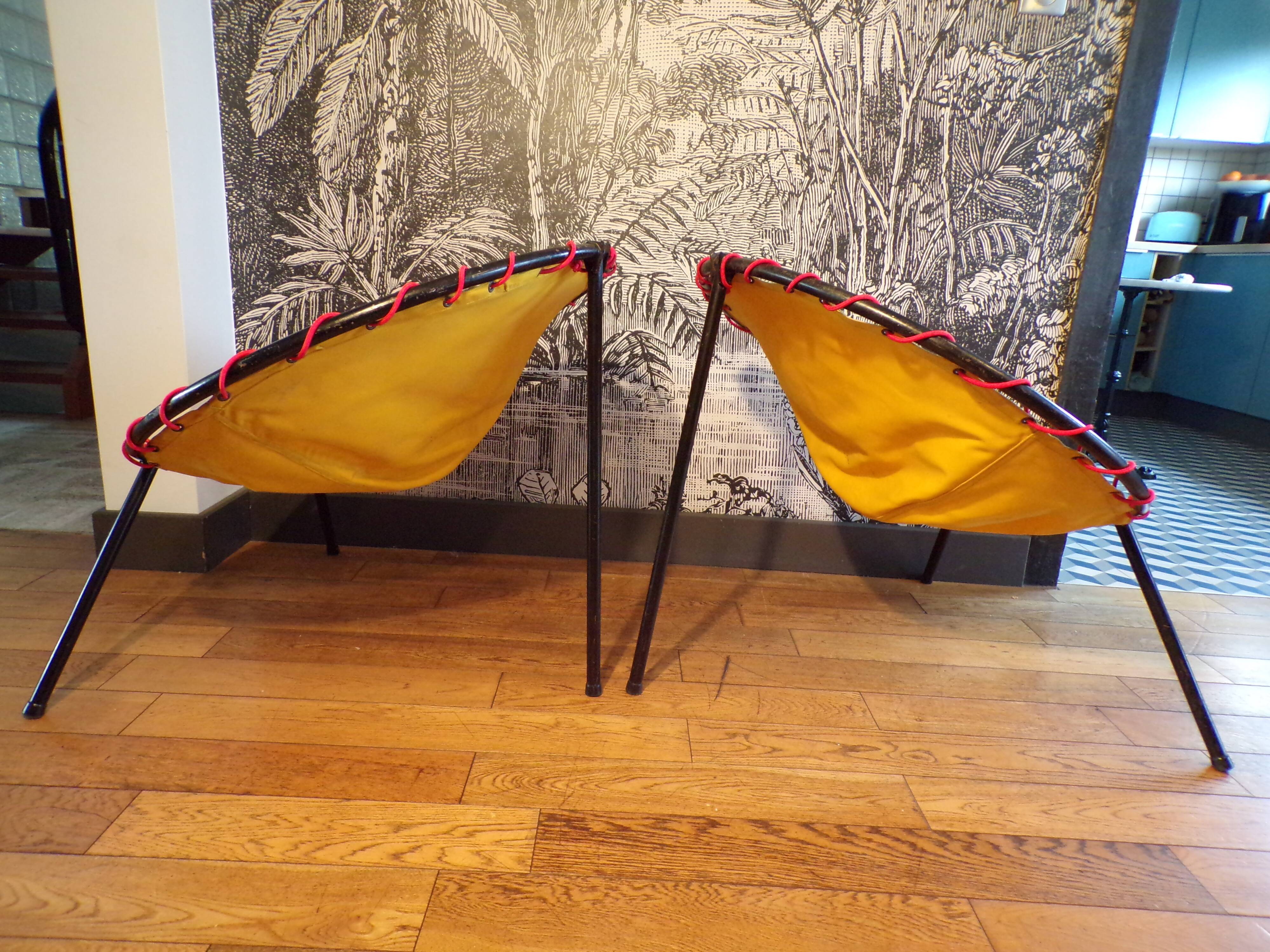 Pair of folding balloon chairs from the 1950s-60s.