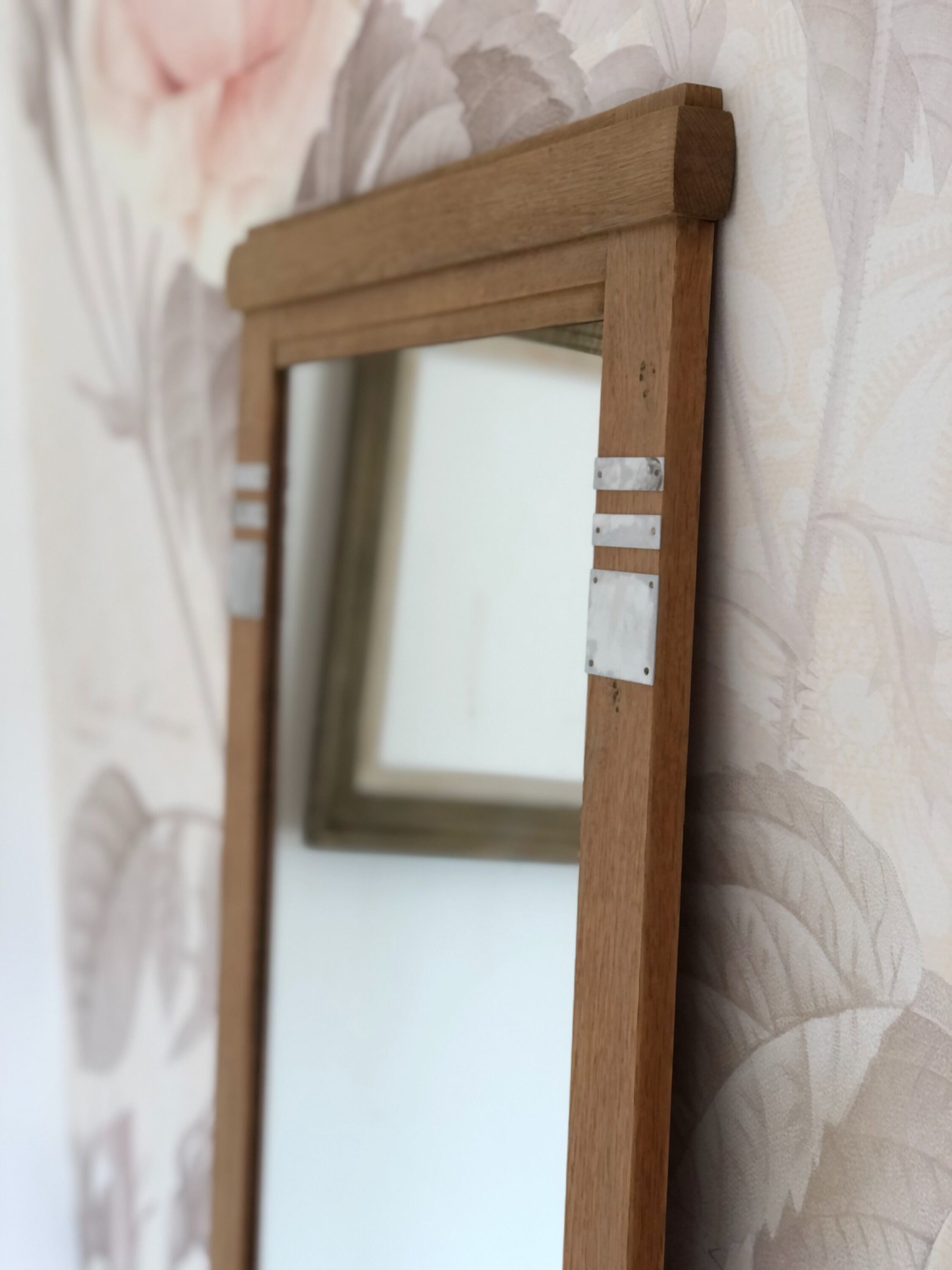 Solid oak mirror, Art Deco style