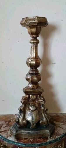 Ancien Chandelier En Bois Sculpté Style Baroque Fine 600 Toscane