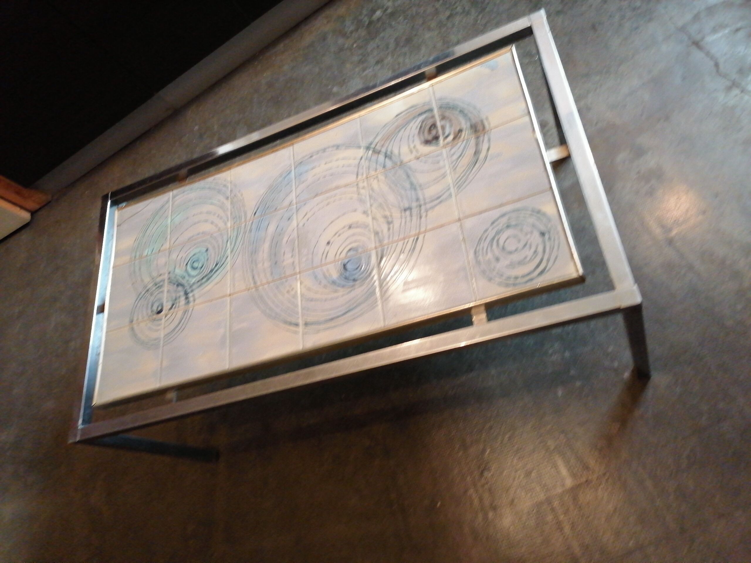 Coffee table 1970 chrome ceramic