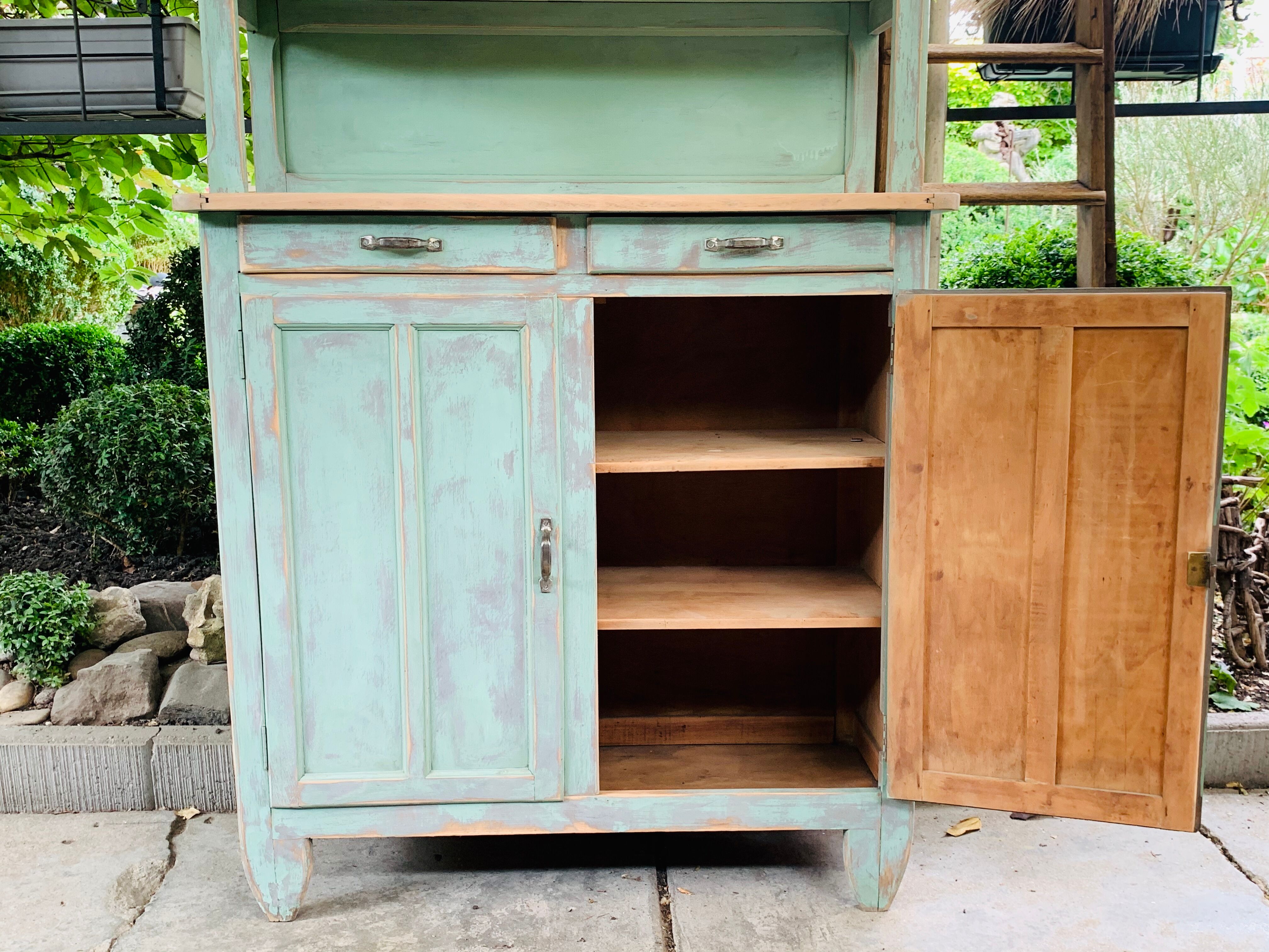 Parisian buffet patine celadon green and bluish grey