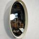 Vintage Oval Mirror with Lighting in Wooden Frame, Hillebrand Germany 1970s