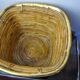 XL basket in rattan and brass, Italy, 1970, 44cm diam