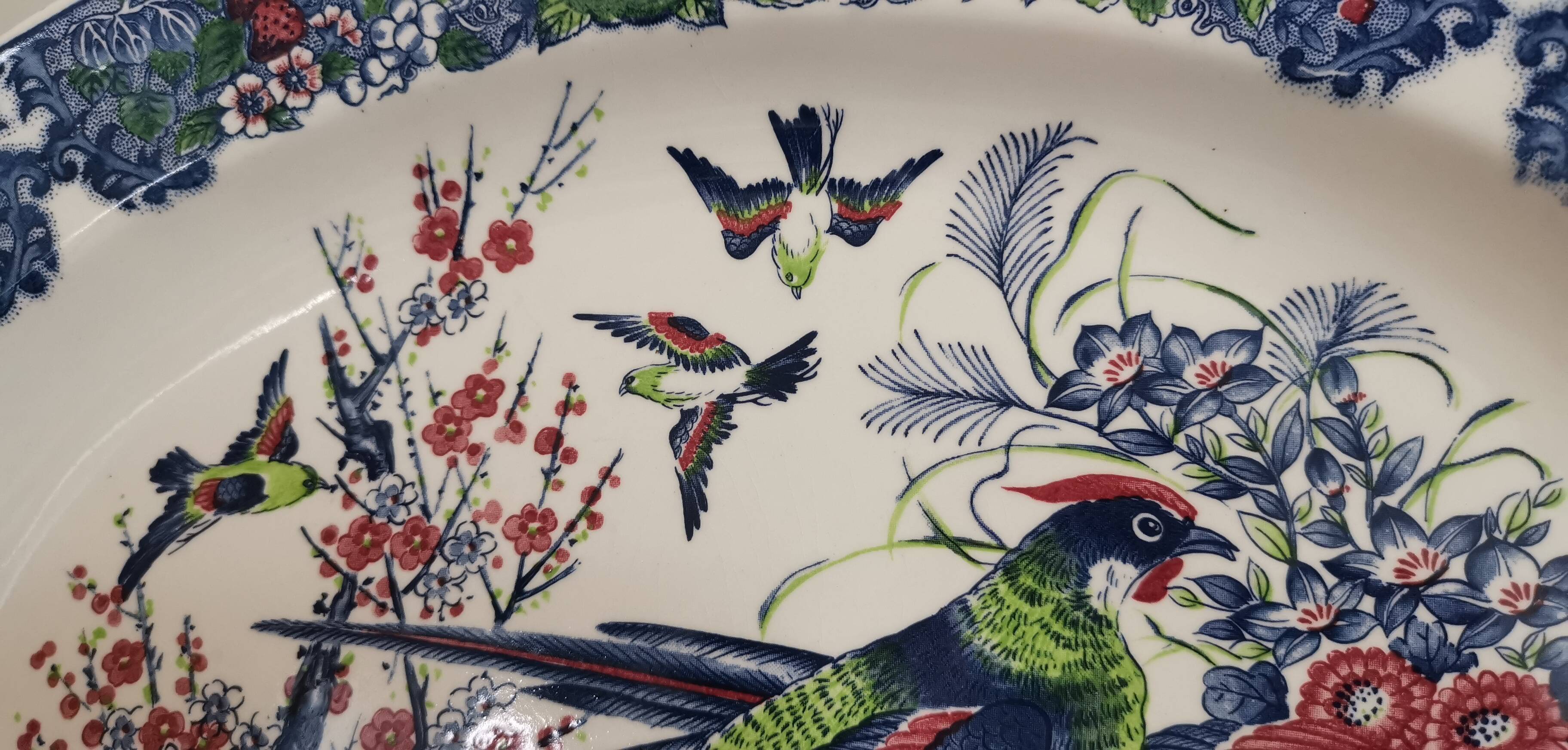 Old large oval dish in Japanese earthenware 46cm