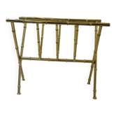 Magazine rack in the style of Jacques Adnet, bamboo model in brass.