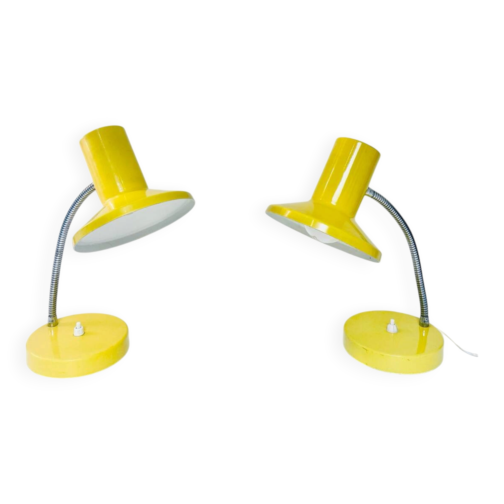 Pair of vintage yellow desk lamps, 1970s