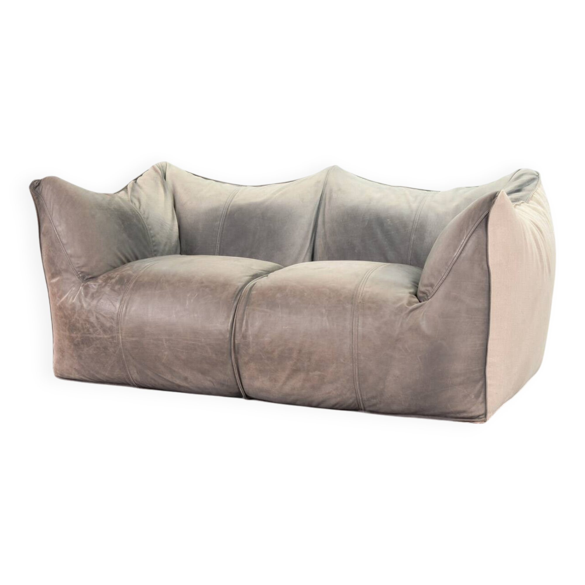Mario Bellini 2-Seat Le Bambole Sofa for C&B Italia in Leather & Fabric 70s