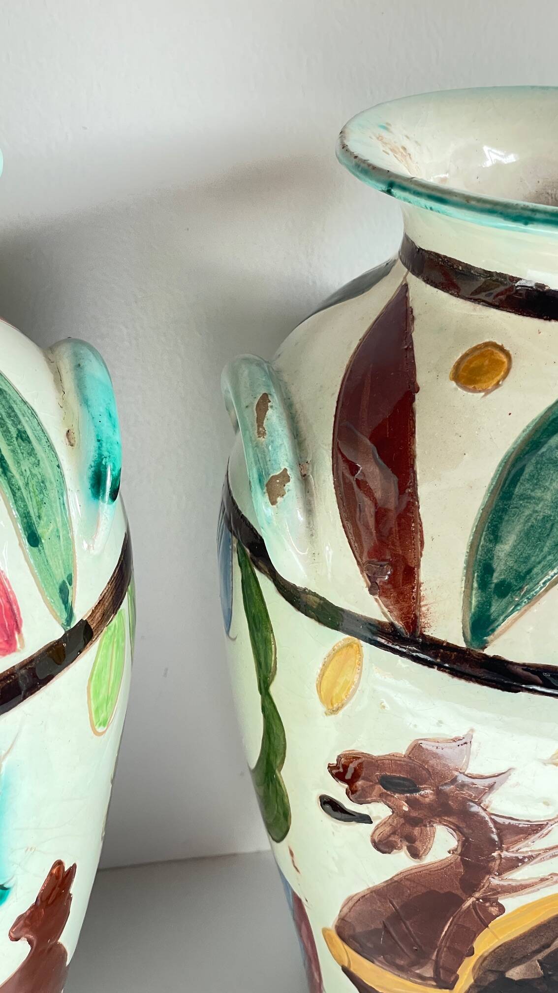 Vases vintage italy motif dragon