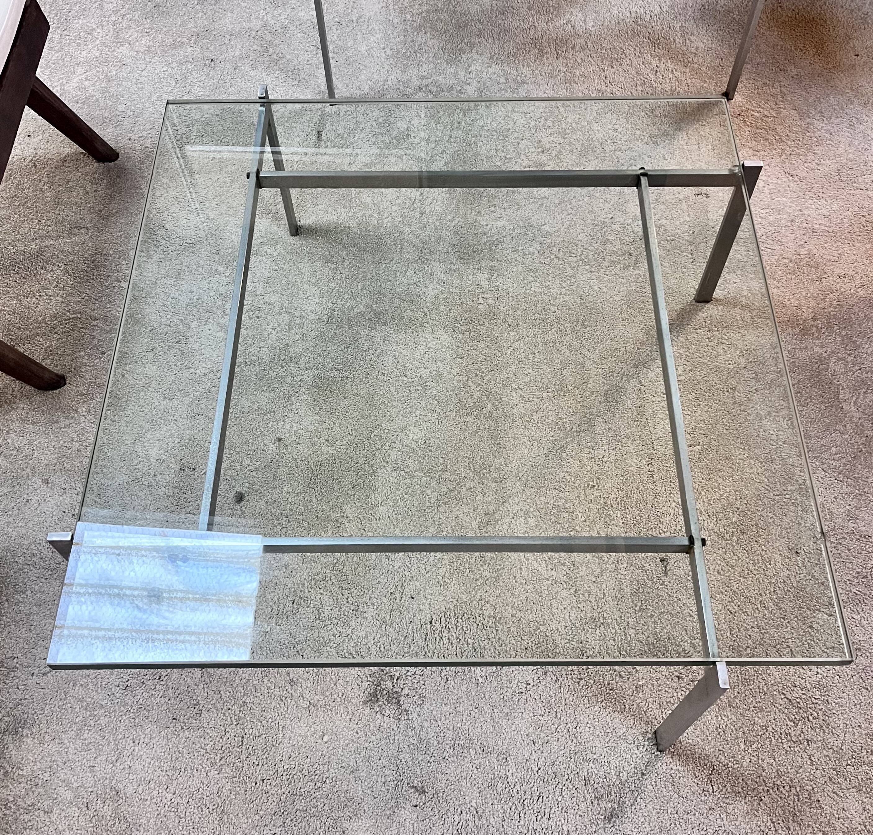 Poul Kjaerholm glass coffee table model PK61, Denmark 1960s