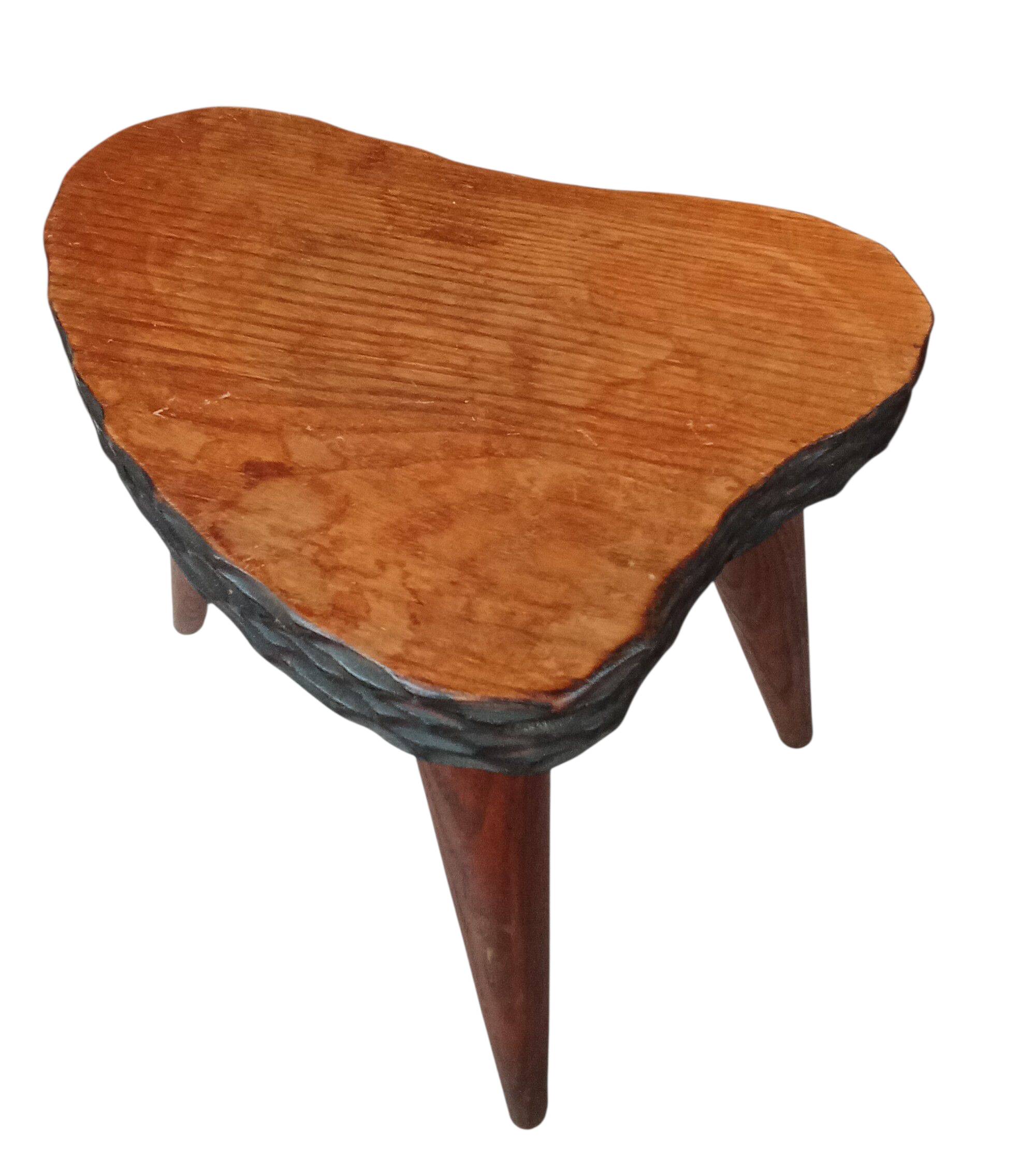Antique Brutalist tripod stool