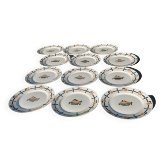 Lot de douze assiettes plates- Vintage Badonviller modèle DOC années 30/40