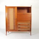 Vintage buffet, rattan and wood secretary from the 1960s.