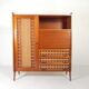 Vintage buffet, rattan and wood secretary from the 1960s.