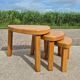 Set 3 Vintage brutalist oak side nesting tables triangular
