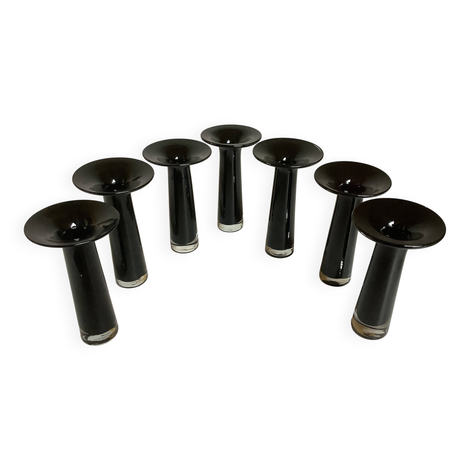 Seven glass paste candle holder vases by Maria Vinka