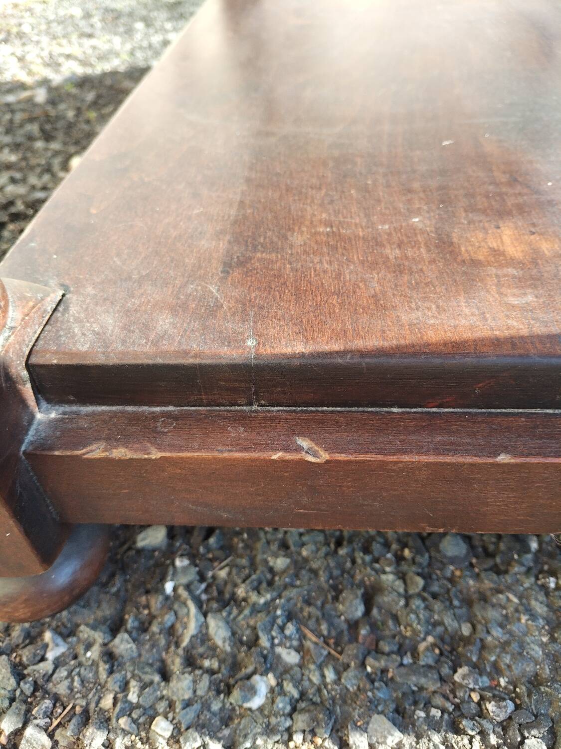 Antique solid wood side table with drawer
