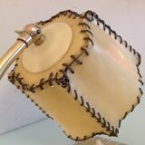 Brass bedside lamp and beige lampshade art deco style