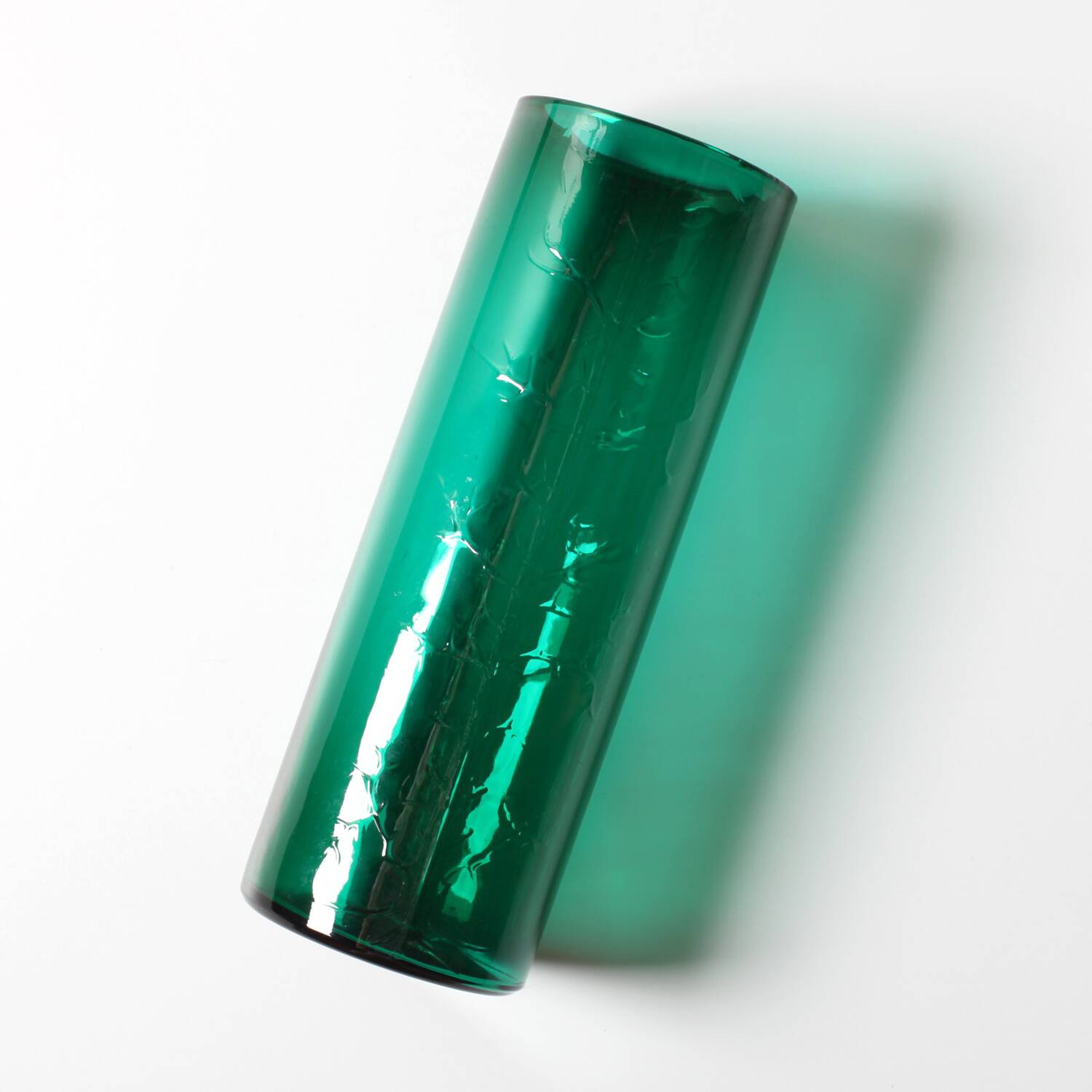 Green Mid-century Glass Vase Ek with Plant Pattern / Björkshults Glasbruk