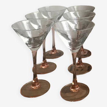 6 verres à martini/cocktail luminarc pied rose