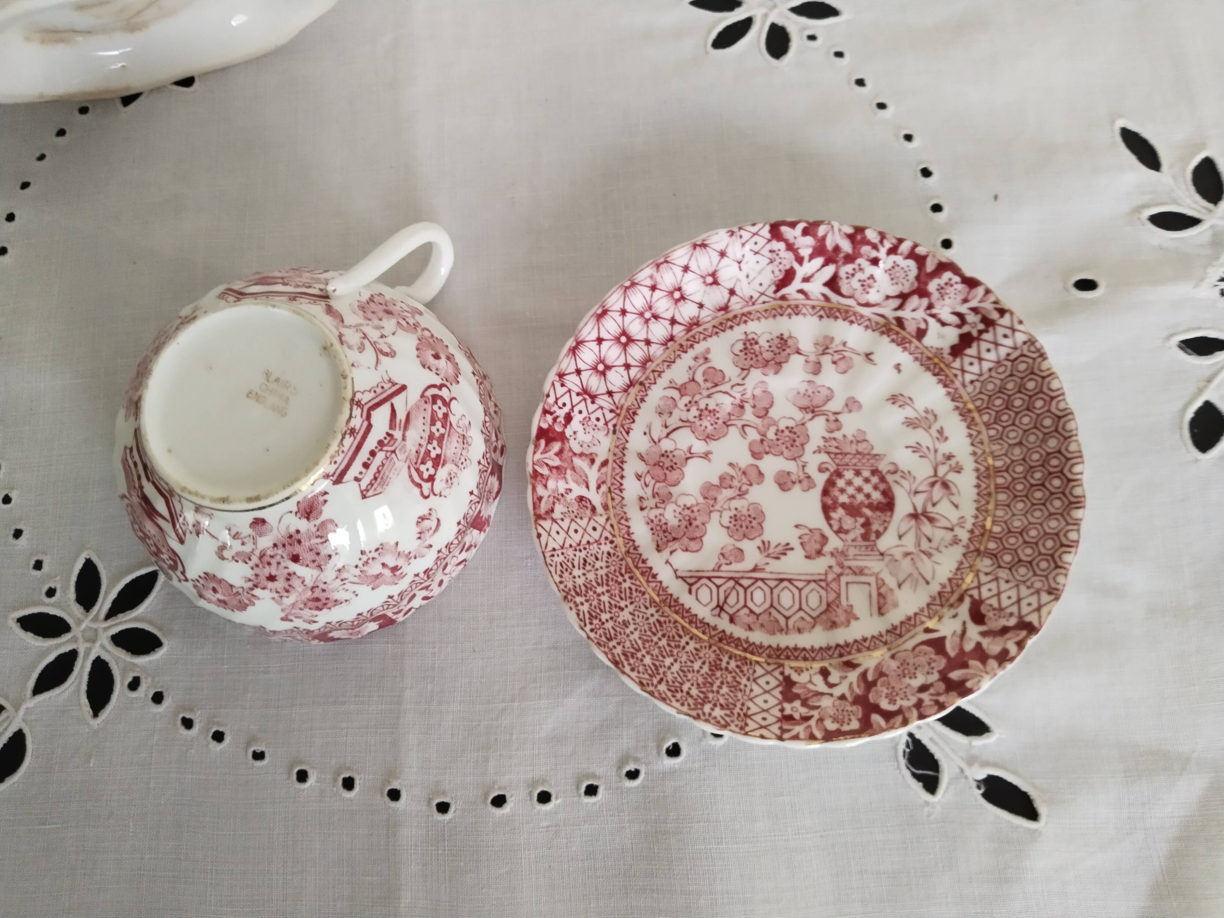 English porcelain coffee cup and sugar bowl
