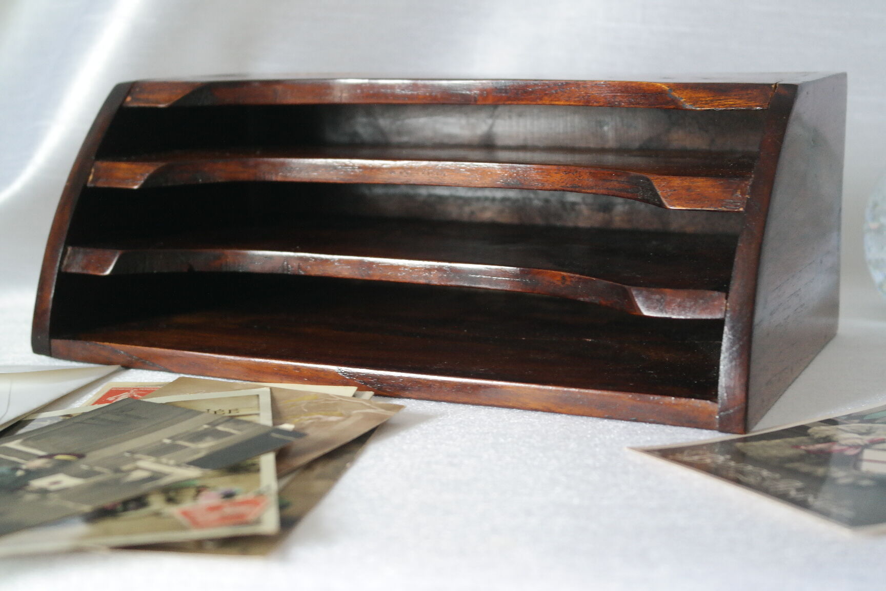 Vintage mail holder in cherry wood