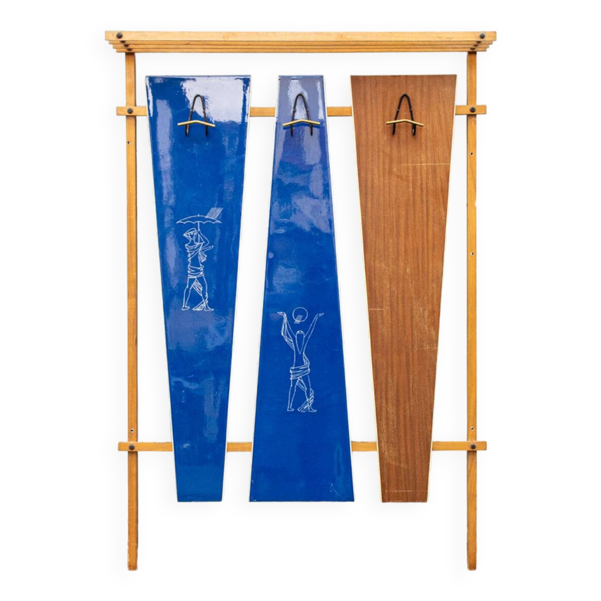 Appendi abiti in legno, formica e ferro, Stile Gio Ponti Italia anni '50