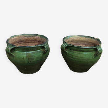 Two glazed terracotta planters