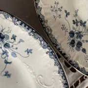 Round ironstone dishes E. Bourgeois Large deposit decorated with violets