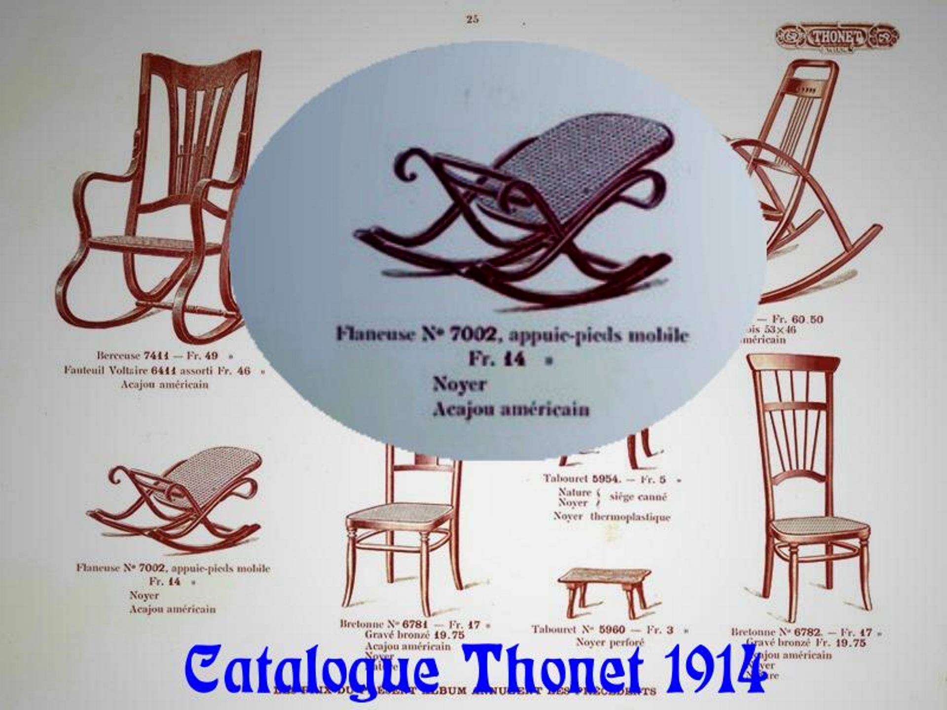 Footrest known as "Flaneuse" by Thonet, 1910 - Blond bentwood