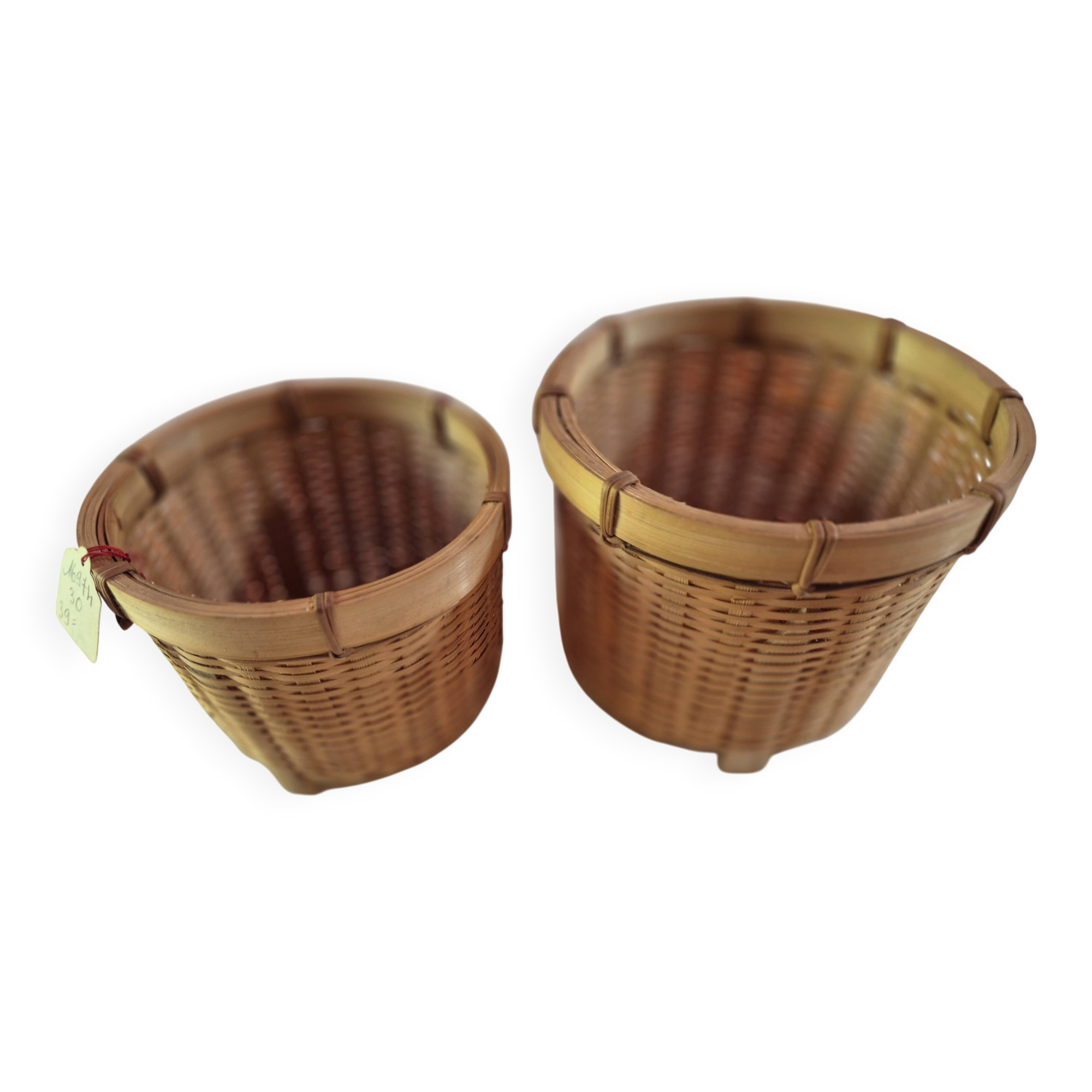 set of 2 flower pot covers made of new vintage bamboo rattan