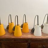 Orange and white glass pendant lights, 1970s