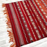 Antique Zemmouri rug, flat woven Berber rug, handmade Moroccan rug, home decor