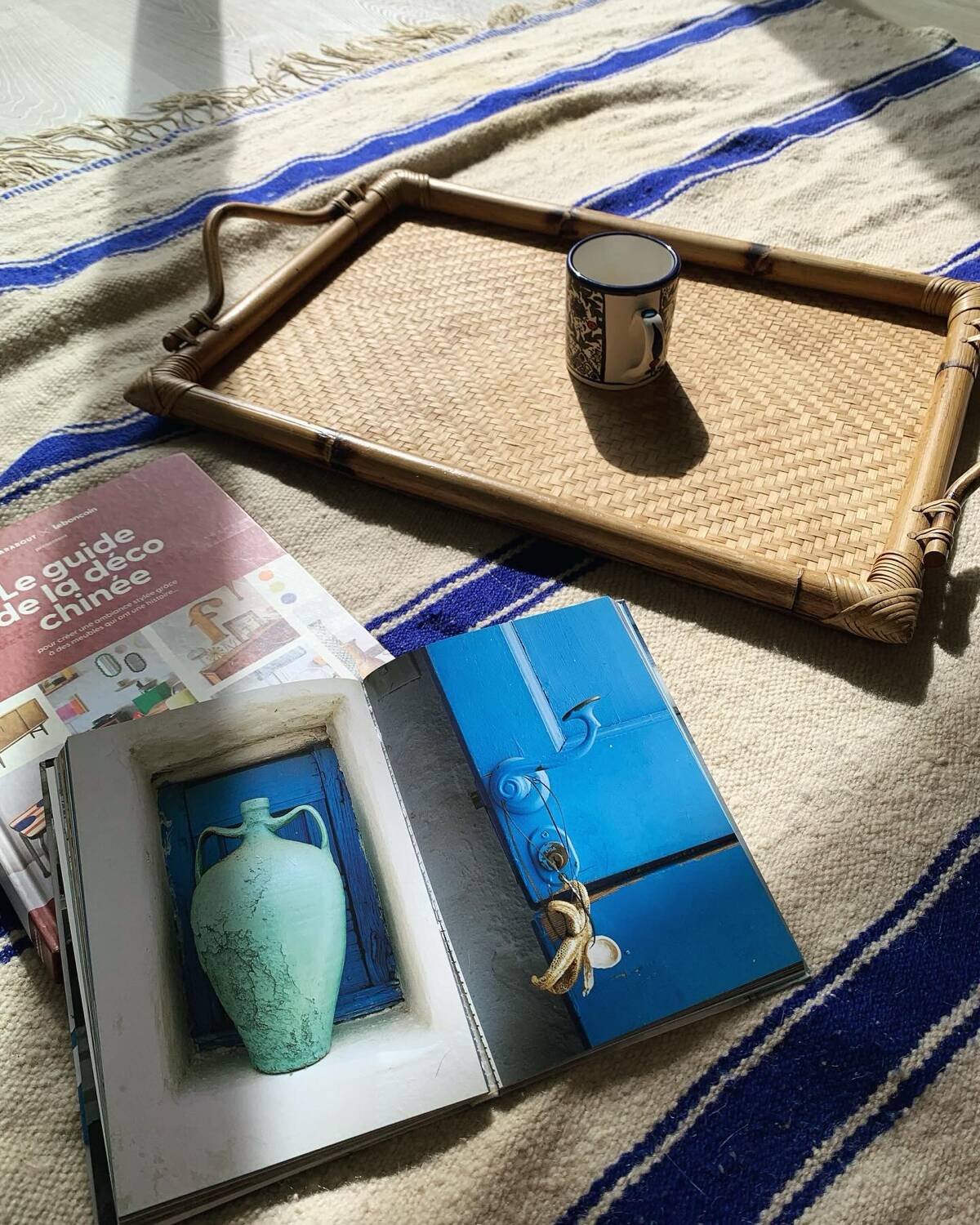 Vintage bamboo and rattan tray